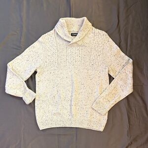 Chaps Cream Flecked Shawl Collar Sweater Size L